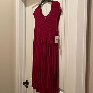 Smocked dress burgundy red